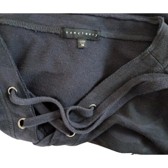 SANCTUARY Black Navy & Gray Camouflage Lace-Up Sweatshirt  - Women's M - Picture 4 of 4